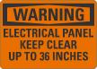 Warning Electrical Panel Keep Clear Sign