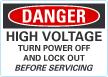 High Voltage Lock Out Before Servicing OSHA Danger Sign