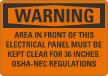 Electrical Panel Kept Clear For 36 In OSHA Warning Sign